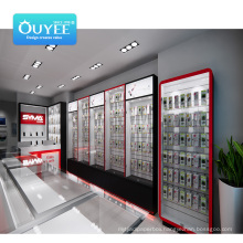 High Quality Mobile Shop Interior Design Decoration Counter Furniture For Mobile Glass Wall Showcase Phone Showcase